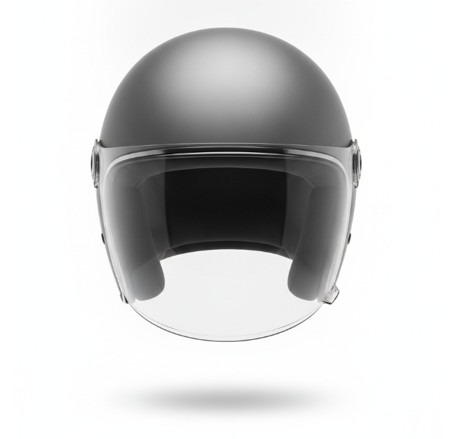 Gray Open Face Classic Helmet